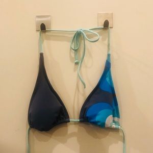 Triangle Bikini Top Grey, Teal & White Size Small